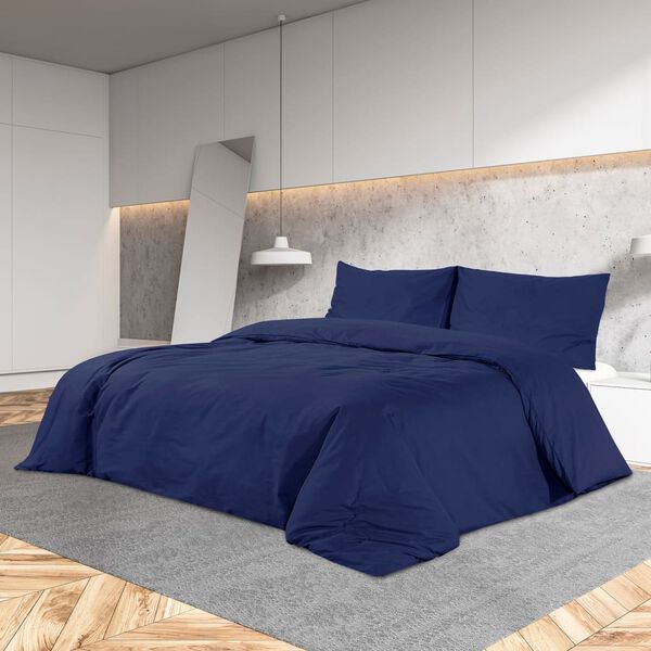 vidaXL Ensemble de housse de couette Bleu marine 260x240 cm Coton
