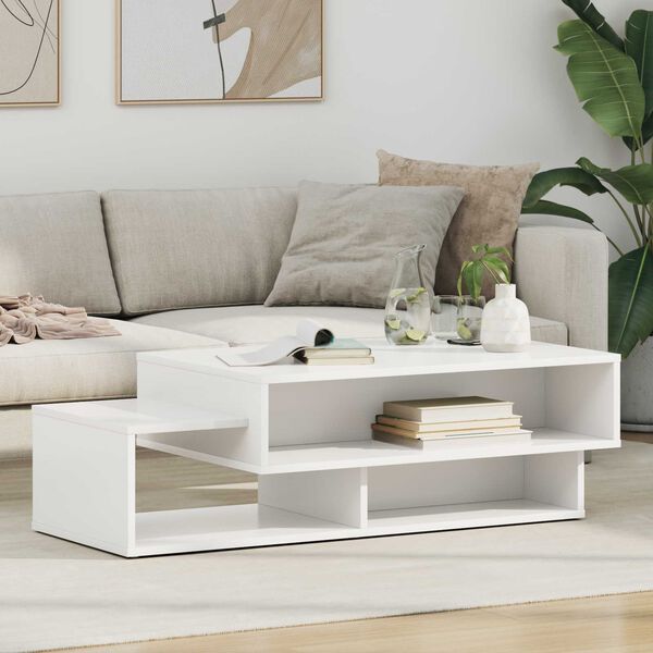 vidaXL Table basse Blanc 105 x 50 x 32,5 cm Bois d'ing&eacute;nierie