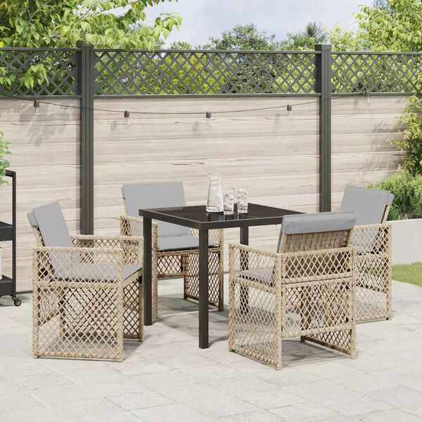 vidaXL Ensemble de salle &agrave; manger pour jardin 5 pcs Beige polyrotin