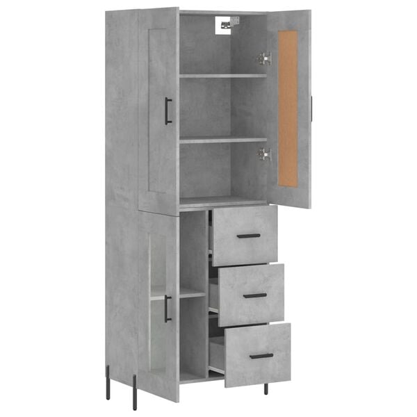 vidaXL Buffet haut Gris b&eacute;ton 69,5x34x180 cm Bois d'ing&eacute;nierie