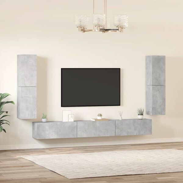 vidaXL Ensemble de meubles TV 7 pcs Gris béton Bois d'ingénierie