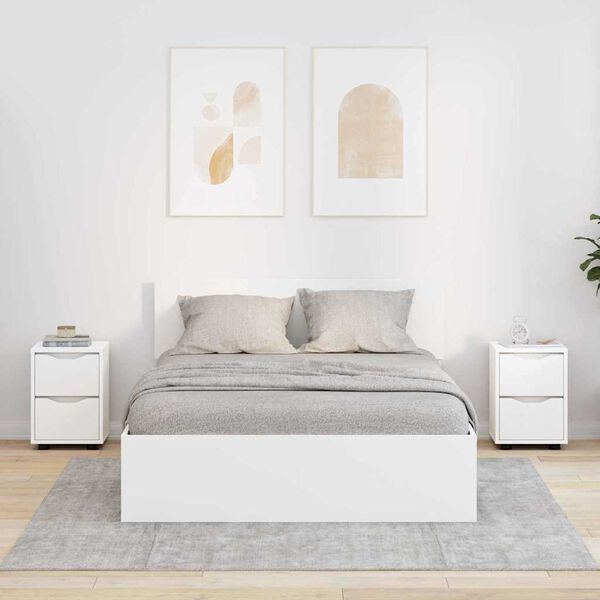 vidaXL Tables de chevet avec tiroir 2 pcs Blanc 30,5 x 30 x 43 cm