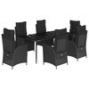 vidaXL Ensemble &agrave; manger de jardin coussins 7pcs Noir R&eacute;sine tress&eacute;e