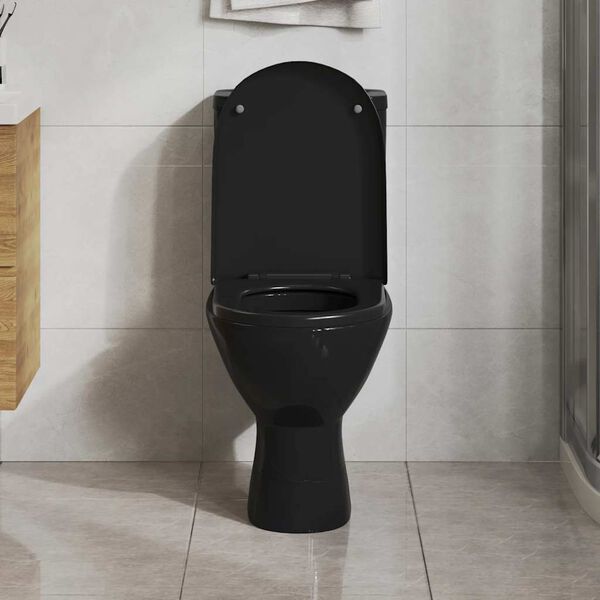 vidaXL Abattant WC &agrave; fermeture en douceur Lib&eacute;ration rapide Noir