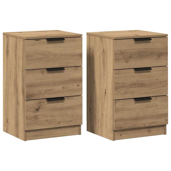 vidaXL Tables de chevet 2 pcs ch&ecirc;ne artisanal bois d'ing&eacute;nierie