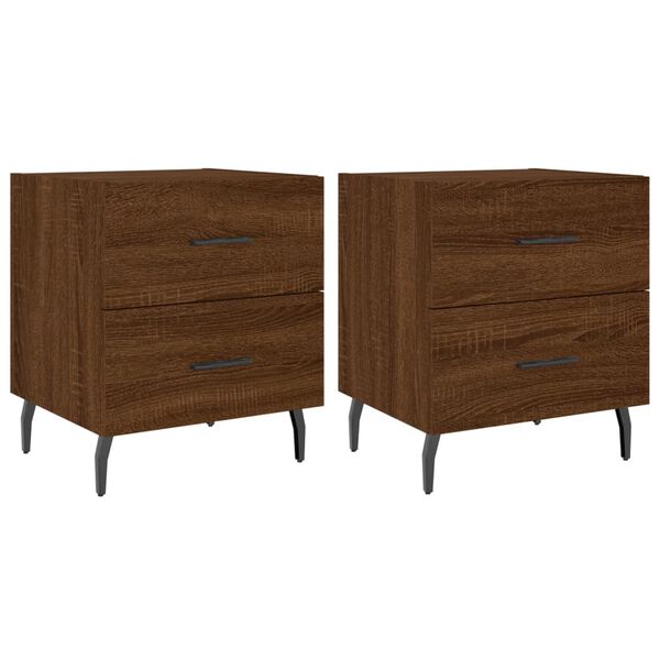 vidaXL Tables de chevet 2 pcs ch&ecirc;ne marron 40x35x47,5 cm