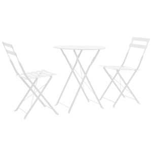 vidaXL Mobilier de bistro 3 pcs Acier Blanc