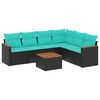 vidaXL Ensemble de canap&eacute; de jardin 7 pcs avec coussins noir r&eacute;sine tress&eacute;e