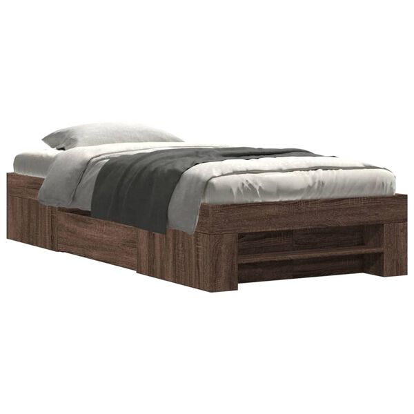 vidaXL Cadre de lit sans matelas ch&ecirc;ne marron 90x200cm bois ing&eacute;nierie