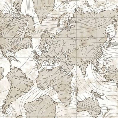 Noordwand Papier peint Friends & Coffee The World Map Beige métallique