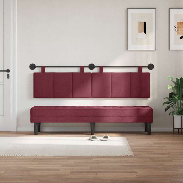 vidaXL T&ecirc;te de lit suspendue Ray&eacute; Bordeaux 190 x 55 x 5 cm tissu