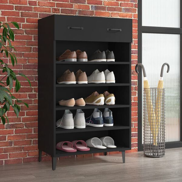 vidaXL Armoire à chaussures Noir 60x35x105 cm Bois d'ingénierie