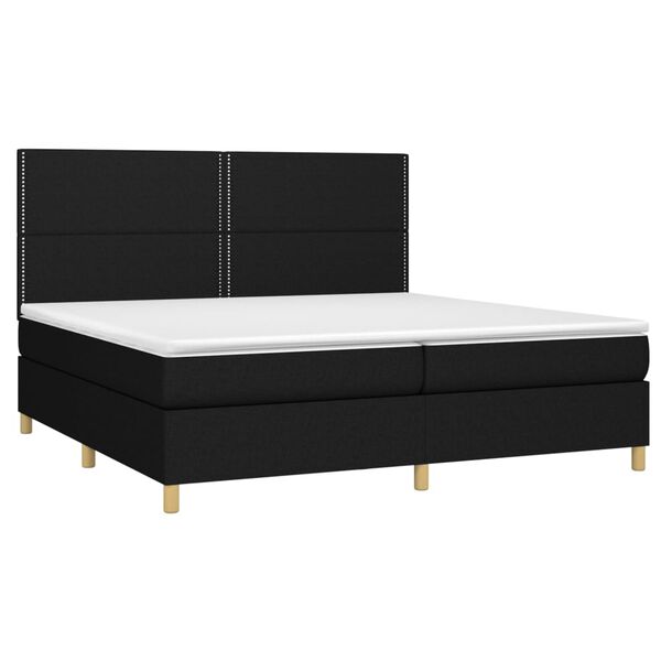 vidaXL Sommier &agrave; lattes de lit avec matelas Noir 200x200 cm Tissu