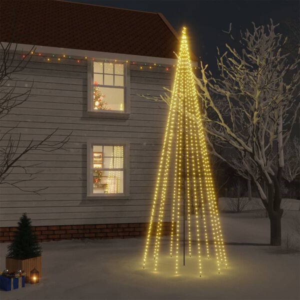 vidaXL Sapin de No&euml;l avec piquet 732 LED blanc chaud 500 cm