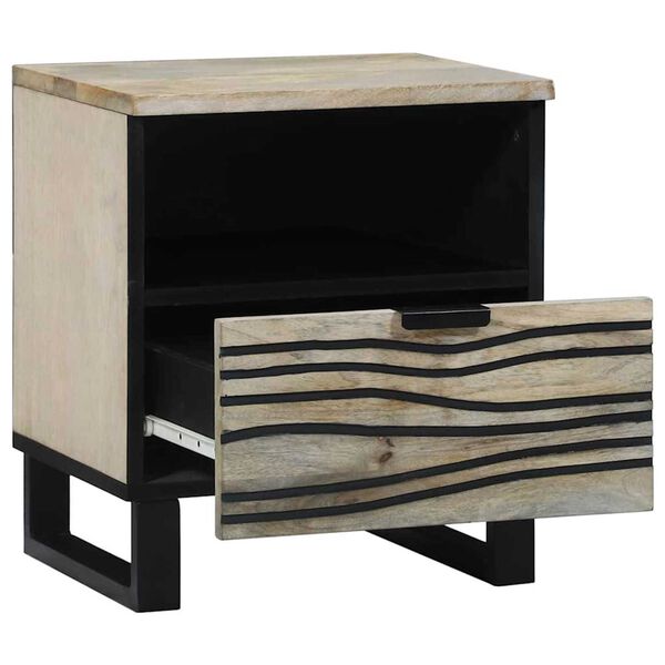 vidaXL Cabinet de chevet avec tiroir Blanc et Noir 40 x 33 x 46 cm