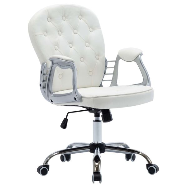 vidaXL Chaise de bureau pivotante Blanc Similicuir