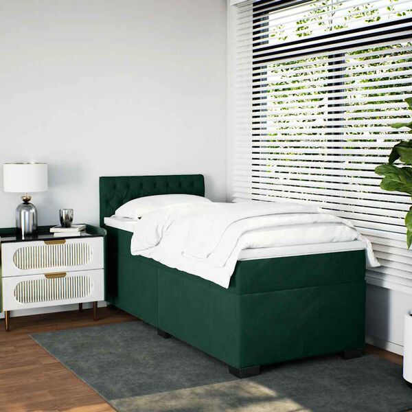 vidaXL Sommier &agrave; lattes de lit avec matelas Vert fonc&eacute; 90x190 cm