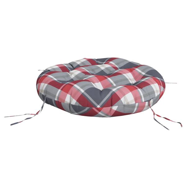 vidaXL Coussin rond motif &agrave; carreaux rouge &Oslash; 60 x11 cm tissu oxford
