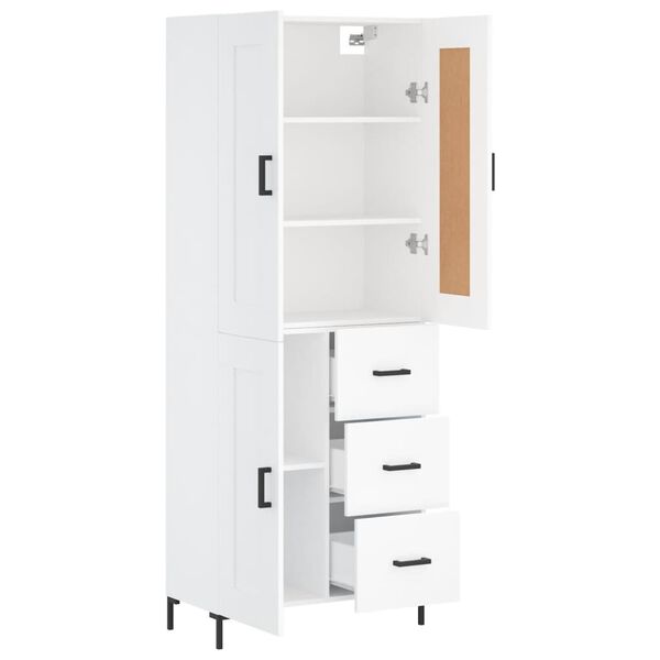 vidaXL Buffet haut Blanc 69,5x34x180 cm Bois d'ing&eacute;nierie