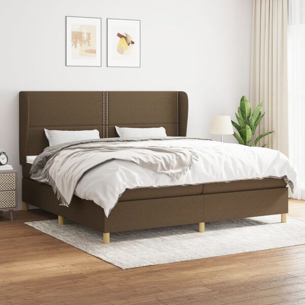 vidaXL Sommier &agrave; lattes de lit avec matelas Marron fonc&eacute; 200x200 cm