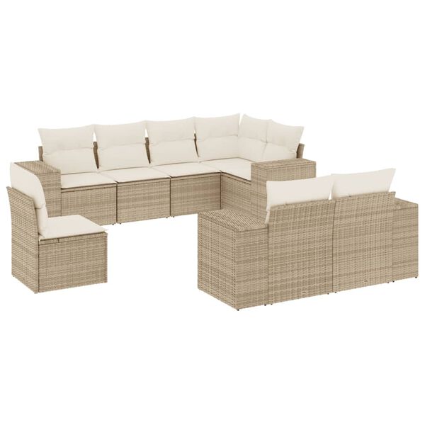 vidaXL Salon de jardin avec coussins 8 pcs beige r&eacute;sine tress&eacute;e