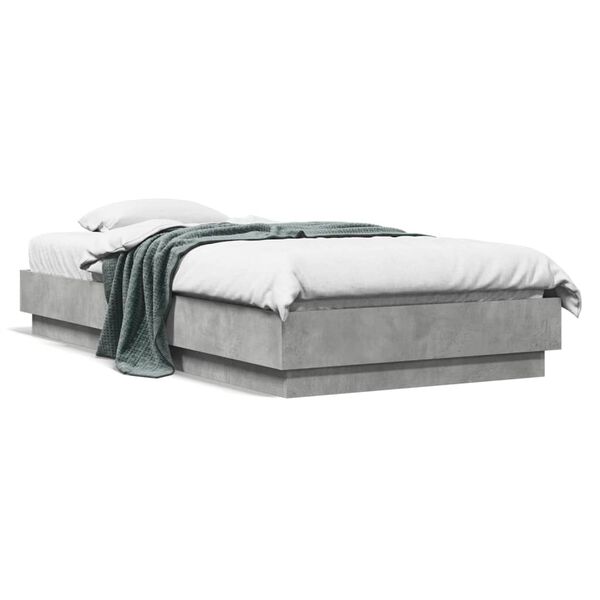 vidaXL Cadre de lit sans matelas avec lumières LED gris béton 75x190cm