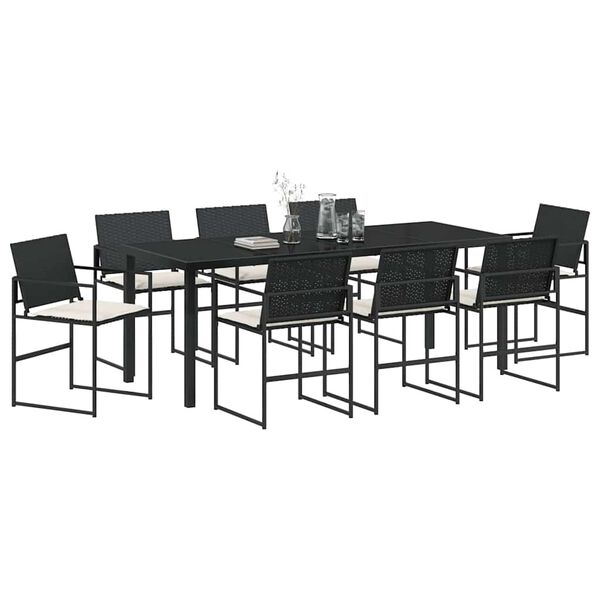 vidaXL Ensemble de salle &agrave; manger pour jardin 9 pcs Noir