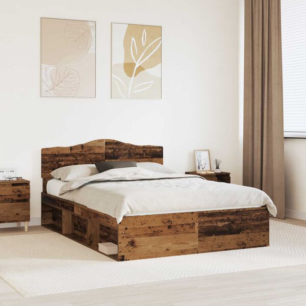 vidaXL Cadre de lit Bois ancien 160 x 200 cm Bois de pin massif