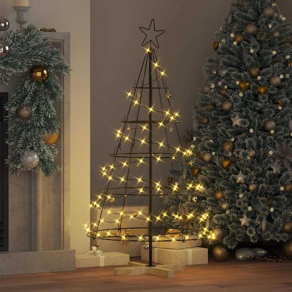 vidaXL Arbre en cône de Noël avec support Noir 125 cm Acier