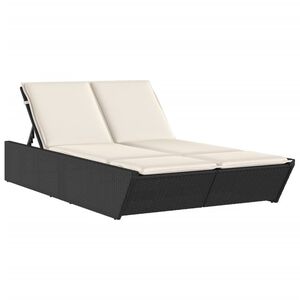 vidaXL Chaise longue double avec coussins noir r&eacute;sine tress&eacute;e