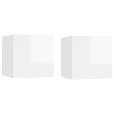 vidaXL Tables de chevet 2 pcs Blanc brillant 30,5x30x30 cm Aggloméré
