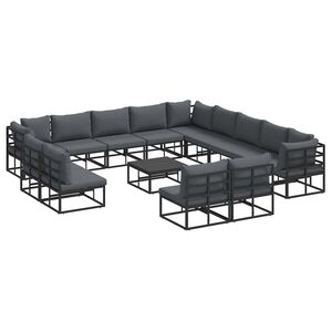 vidaXL Ensemble de canap&eacute; de jardin avec coussin 14 pcs Noir Aluminium