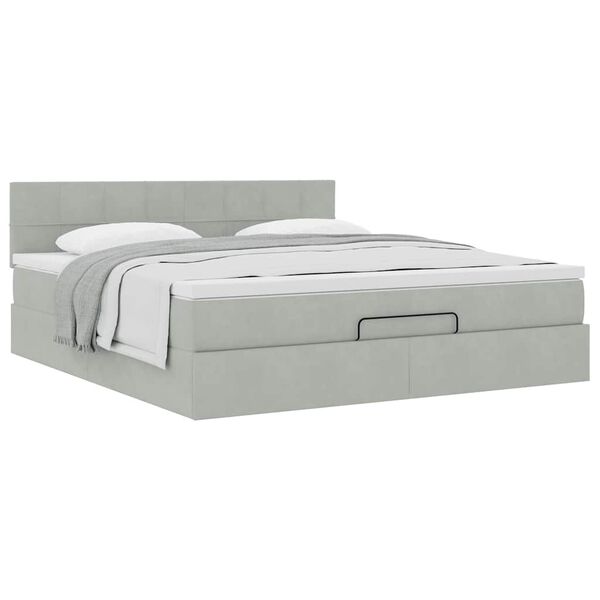 VidaXL Cadre de lit ottoman avec matelas gris clair 160x200 cm velours