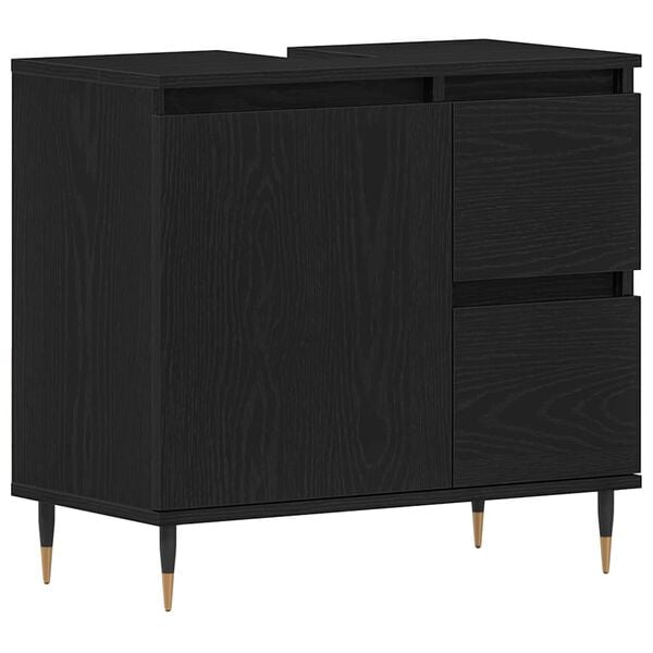 vidaXL Cabinet de salle de bain avec tiroir Ch&ecirc;ne noir 65 x 33 x 60 cm
