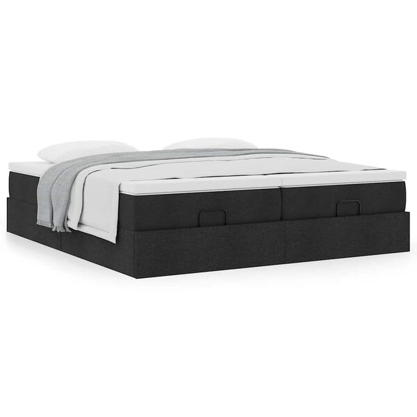 VidaXL Cadre de lit ottoman avec matelas noir 180x200cm tissu