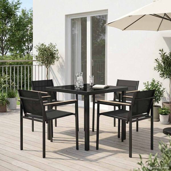 vidaXL Ensemble de meubles d'ext&eacute;rieur 5 pcs Noir et anthracite