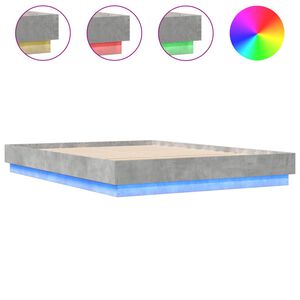 vidaXL Cadre de lit avec LED sans matelas gris b&eacute;ton 150x200 cm