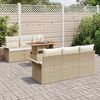 vidaXL Ensemble de canap&eacute; de jardin 7 pcs Beige Poly rotin