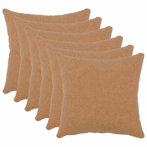 vidaXL Housse de coussin 6 pcs HEERLEN Beige 30 x 30 cm Boucl&eacute;
