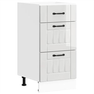 vidaXL Meuble bas de cuisine &laquo; Lucca &raquo; Bois d'ing&eacute;nierie blanc brillant