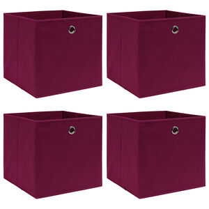 vidaXL Bo&icirc;tes de rangement 4 pcs Rouge fonc&eacute; 32x32x32 cm Tissu