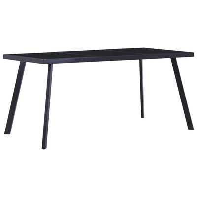 vidaXL Table de salle à manger Noir 180x90x75 cm Verre trempé