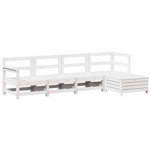vidaXL Salon de jardin 5 pcs blanc bois massif de pin