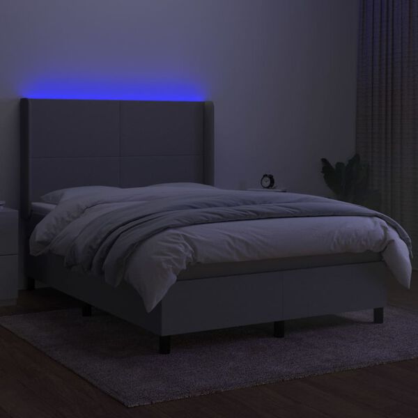 vidaXL Sommier &agrave; lattes de lit matelas LED Gris clair 140x200 cm Tissu