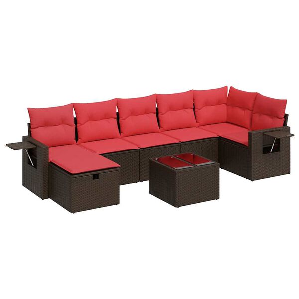 vidaXL Salon de jardin avec coussins 7 pcs marron r&eacute;sine tress&eacute;e