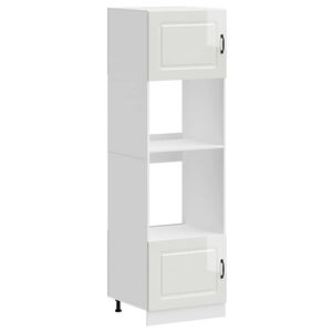 vidaXL Armoires de four 2 pi&egrave;ces "Kalmar" Bois d'ing&eacute;nierie blanc brillant