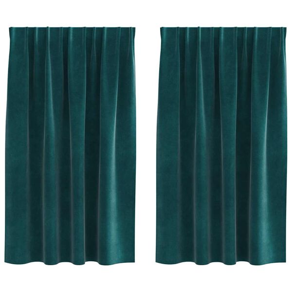 vidaXL Rideaux occultants 2 pcs Vert fonc&eacute; 140 x 140 cm Velours