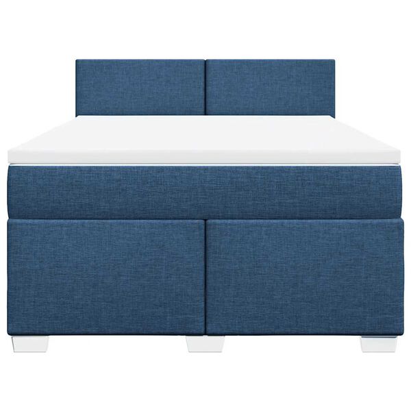 vidaXL Sommier &agrave; lattes de lit avec matelas Bleu 140x190 cm Tissu