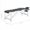 vidaXL Table de massage pliable 3 zones Aluminium Noir et blanc