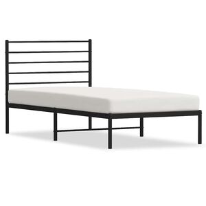 vidaXL Cadre de lit m&eacute;tal sans matelas avec t&ecirc;te de lit noir 75x190 cm